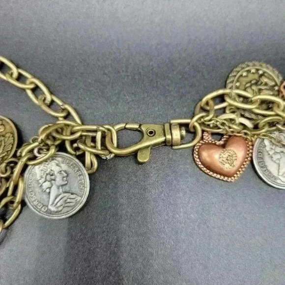 Rare Antique Gold,Silver Plated Coin Charm Multi Chain Necklace/Belt - Picture 8 of 11